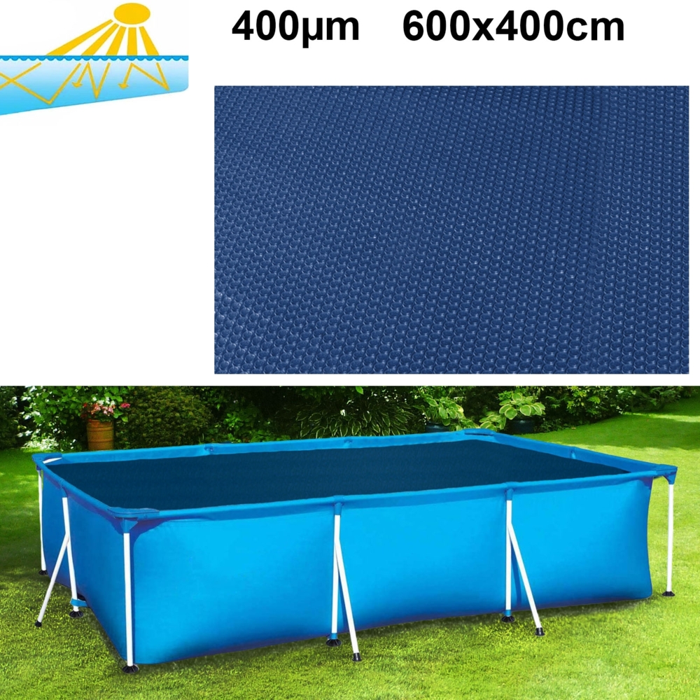 400µm Pool Solarplane Poolheizung Solarfolie Rechteckig Blau Schwarz 600x400cm Bild 1