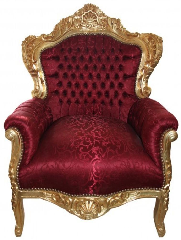 Casa Padrino Barock Sessel King Bordeaux Musterstoff / Gold - Barock Möbel Bild 1