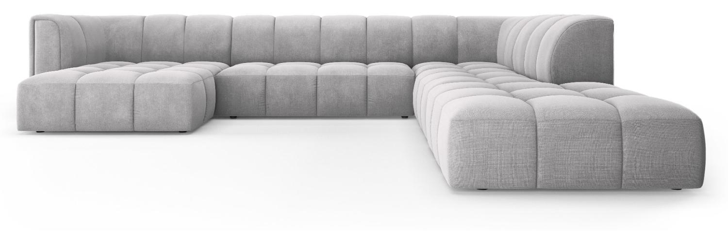 Micadoni Modulares Panorama Ecksofa Serena 7-Sitzer Rechts Strukturierter Stoff Hellgrau Bild 1