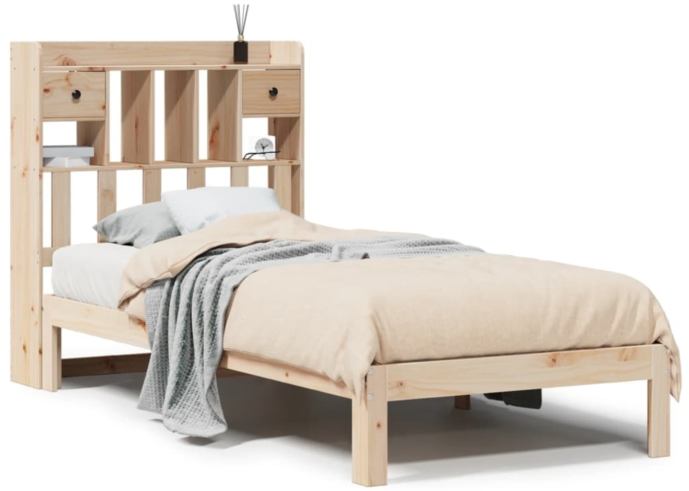 vidaXL Massivholzbett mit Regal ohne Matratze 90x190 cm Kiefer 3322587 Bild 1