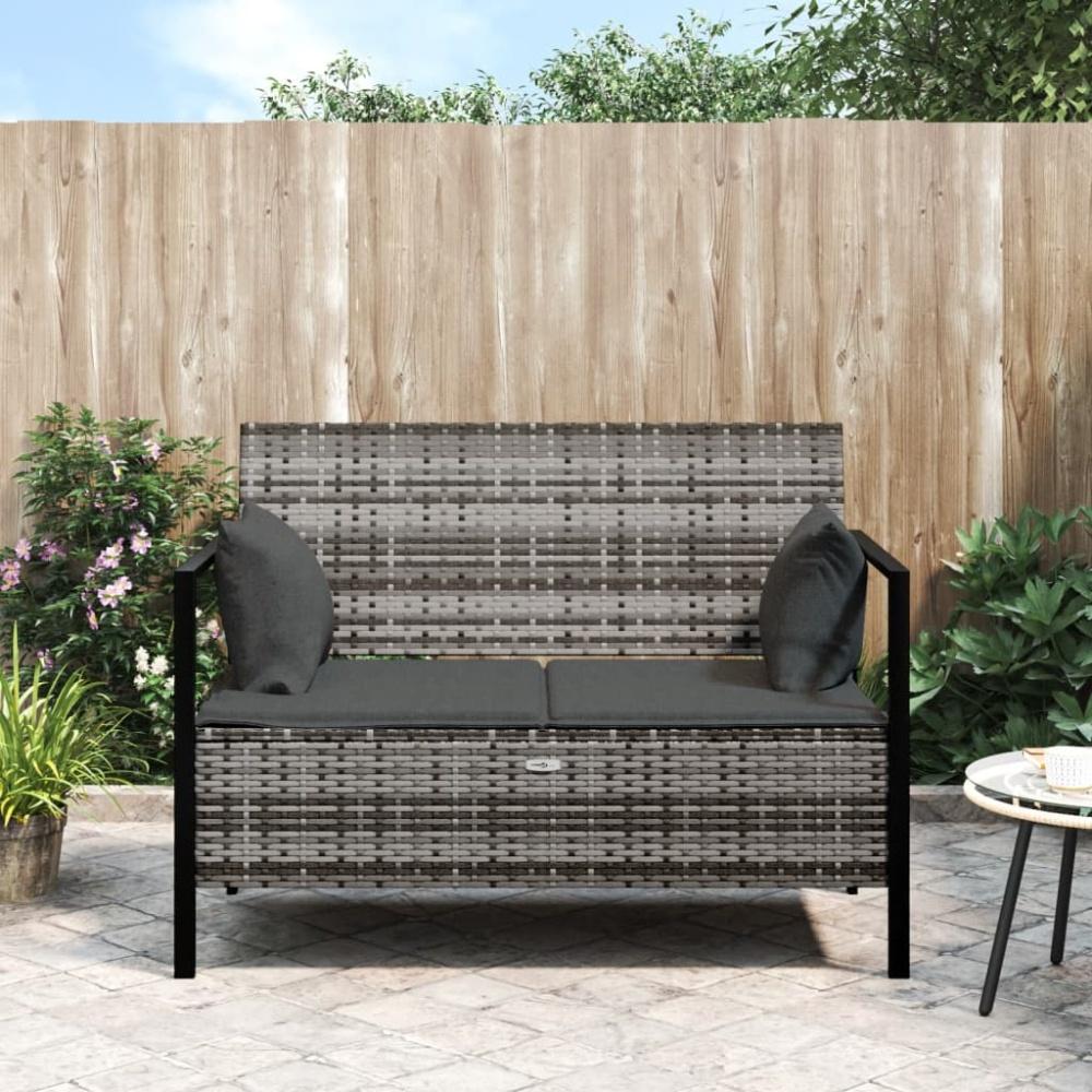 vidaXL Gartenbank 2-Sitzer mit Kissen Grau Poly Rattan 364111 Bild 1