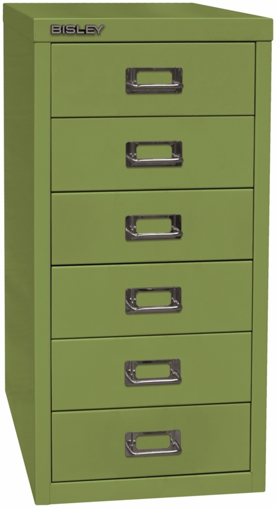 Bisley Multidrawer Schubladenschrank aus Metall mit 6 Schubladen DIN A4 ohne Sockel - Farbe: Grün, L296-604 Bild 1