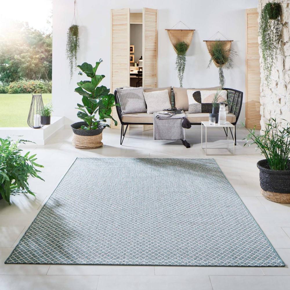 In- und Outdoorteppich Öland - Raute, Farbe: Mint Beige, Größe: 240x290 cm Bild 1