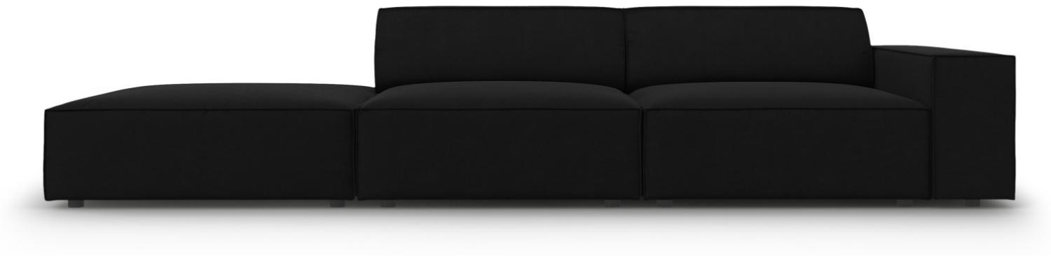 Micadoni 3-Sitzer Links Samtstoff Sofa Jodie | Bezug Black | Beinfarbe Black Plastic Bild 1