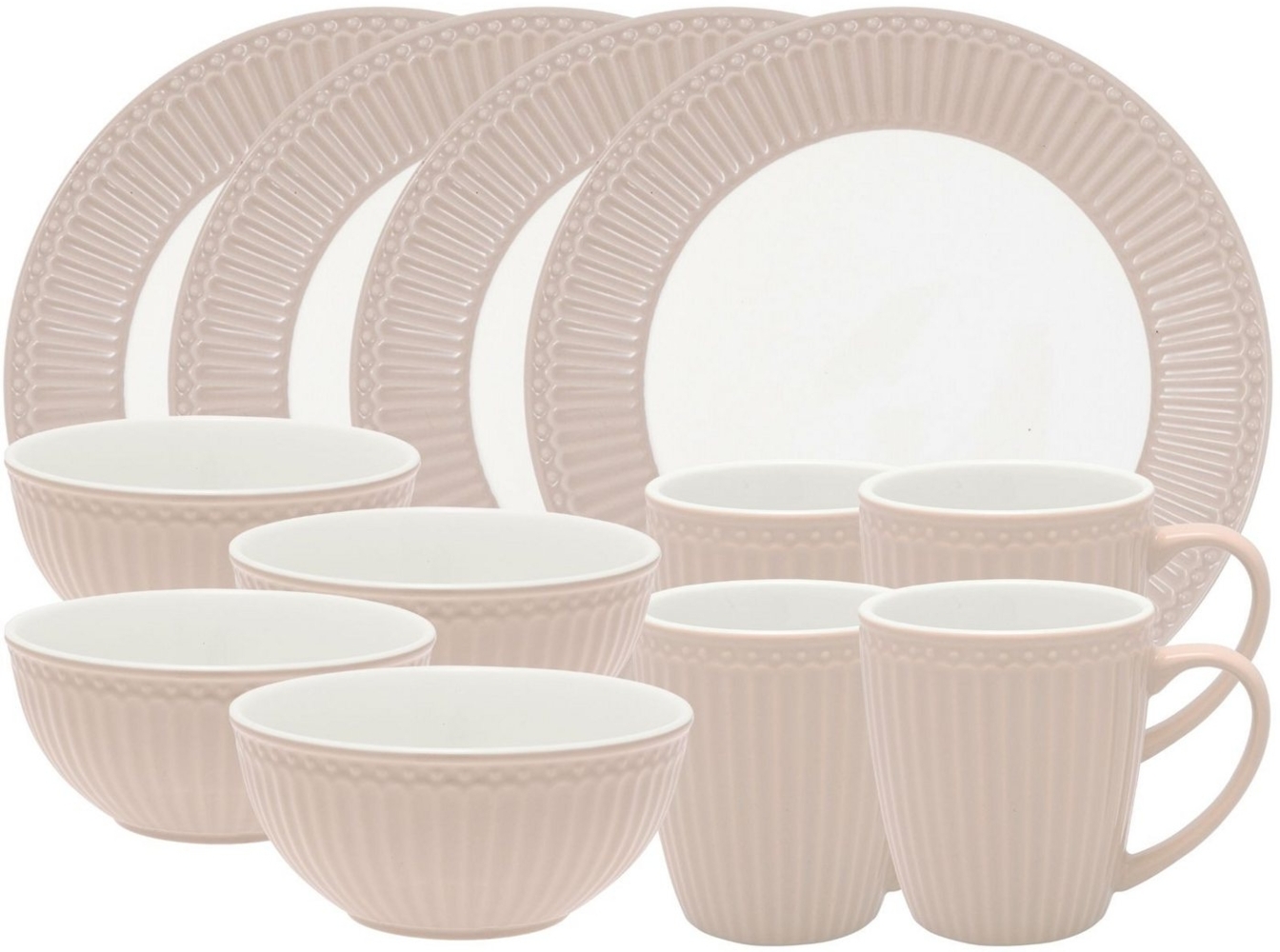 Greengate Tafelservice Alice Frühstücksset creamy fudge 12tlg, Steinzeug Bild 1