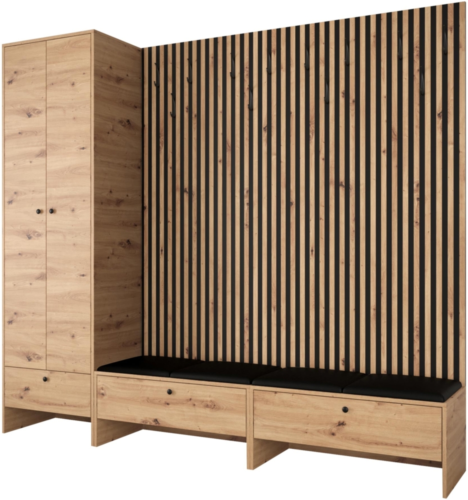 Garderoben-Set Melire VI, Kleiderschrank, Unterschrank, Griffe aus Metall (Farbe: Artisan Eiche, Soft 011) Bild 1