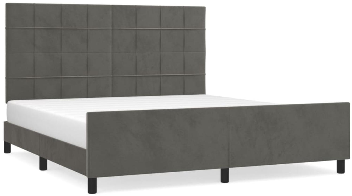 vidaXL Bettgestell mit Kopfteil Dunkelgrau 180x200 cm Samt, Härtegrad: H2 [3125770] Bild 1