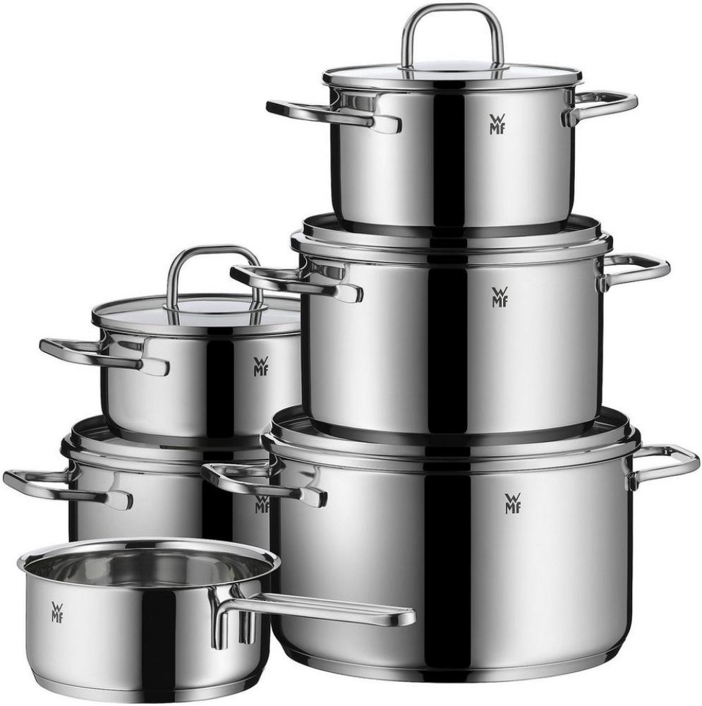 WMF Topf-Set Inspiration, Cromargan® Edelstahl Rostfrei 18/10 (Set, 11-tlg, 1 Bratentopf Ø 16/20cm, 1 Fleischtopf Ø 16/20/24cm, 1 Stieltopf Ø 16cm), Induktion Bild 1