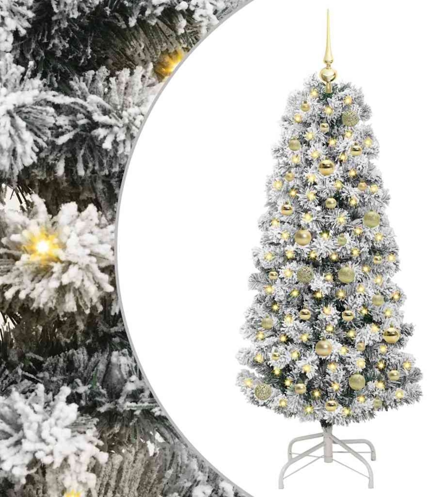 vidaXL Künstlicher klappbarer Weihnachtsbaum Grün und Weiß 150 cm 3395590 Bild 1