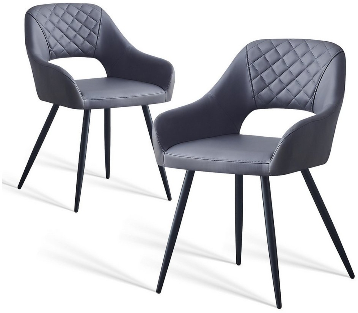 JYMTOM Esszimmerstuhl gepolsterter Sitz mit offener Rückenlehne und Stoffbezug (2 St), Schwarze Metallbeine für Küche, Schlafzimmer, Esszimmer Bild 1