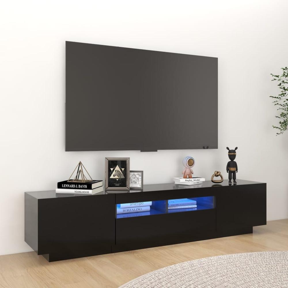 vidaXL TV-Schrank mit LED-Leuchten Schwarz 180x35x40 cm 3081898 Bild 1