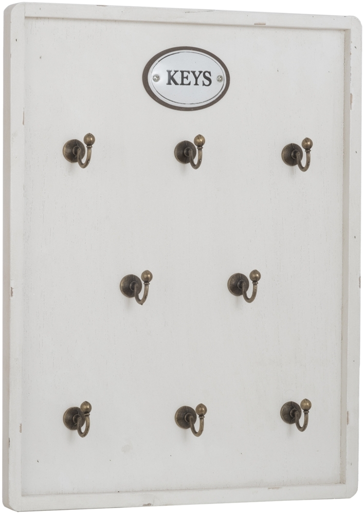 Moritz Schlüsselbrett Schlüsselkasten 27x36cm Keys 8 Haken mit Rahmen weiß Schlüsselhalter Vintage Schlüsselboard Schlüsselaufbewahrung Bild 1