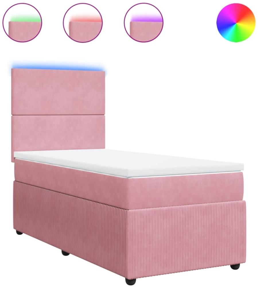 vidaXL Boxspringbett mit Matratze Rosa 90x200 cm Samt 3294537 Bild 1