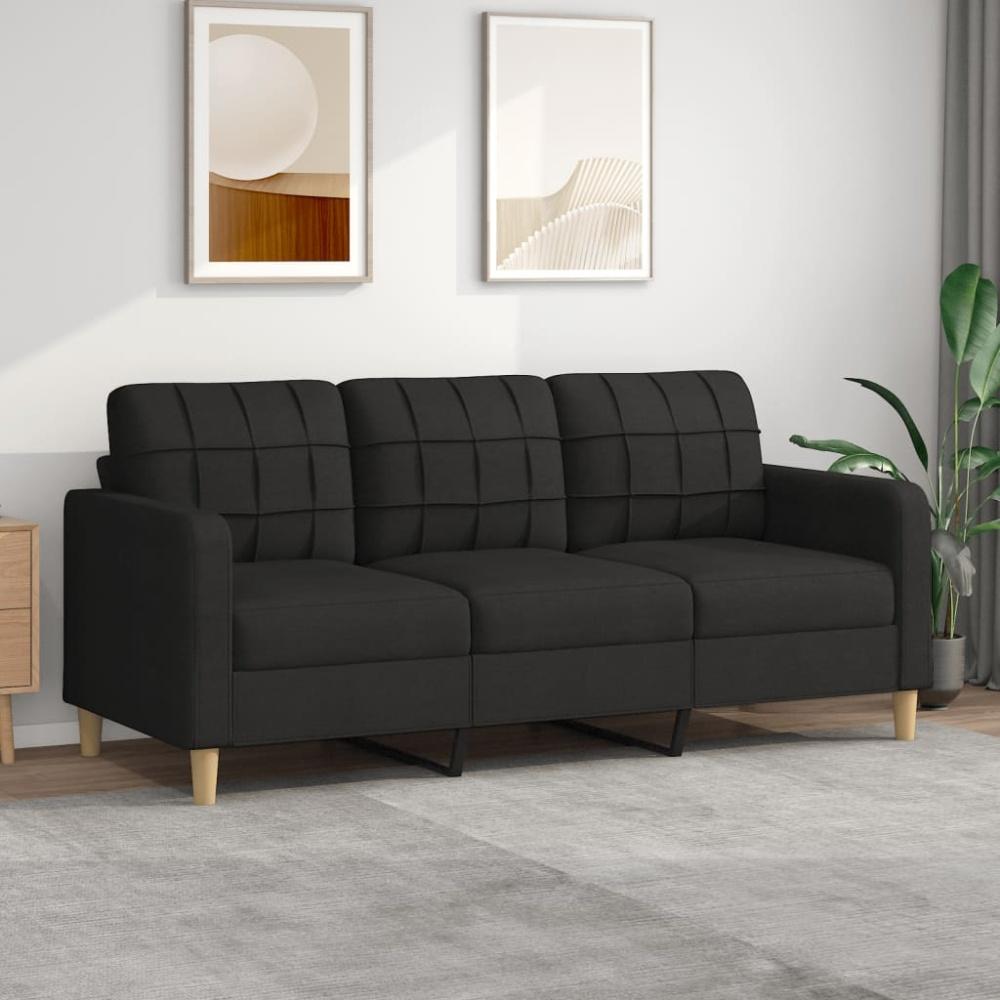 vidaXL 3-Sitzer-Sofa Schwarz 180 cm Stoff 359103 Bild 1