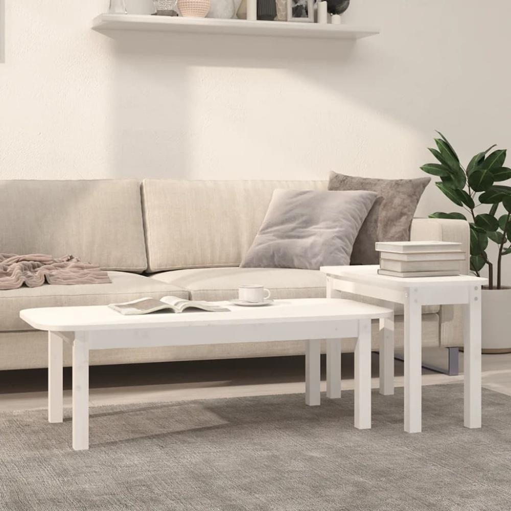 vidaXL 2-tlg. Couchtisch-Set Weiß Massivholz Kiefer 822363 Bild 1