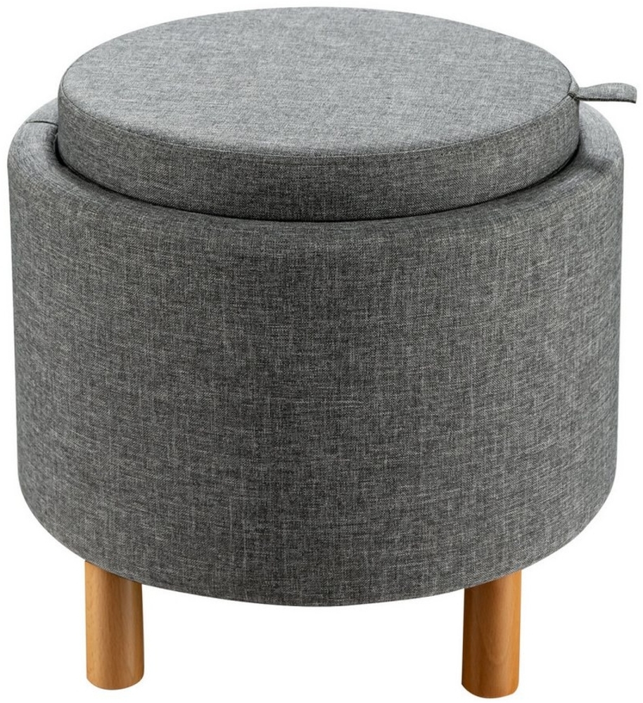 COSTWAY Sitzhocker, mit Stauraum, rund, Fußhocker aus Samt mit Deckel Bild 1