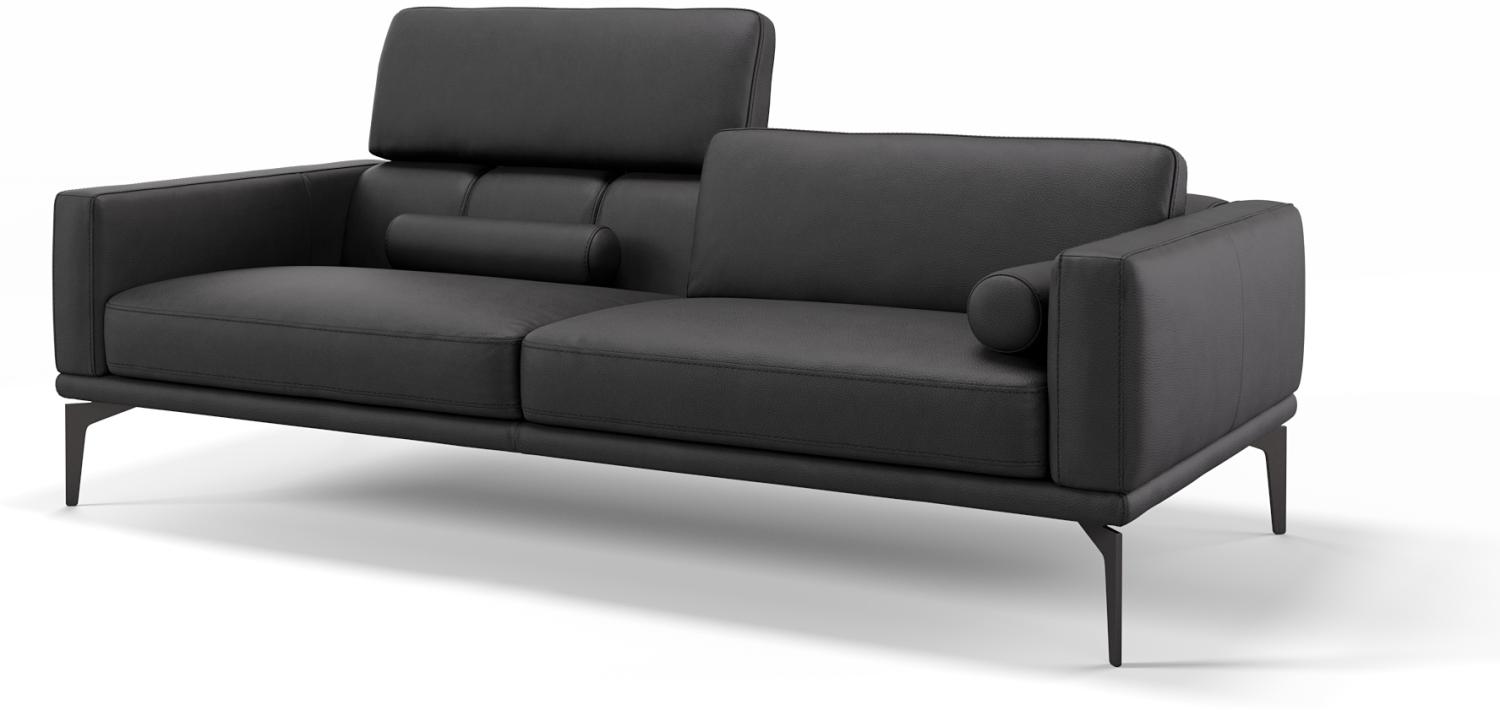 Sofanella 3-Sitzer SALERNO Ledersofa Couch Echtleder in Schwarz S: 197 Breite x 97 Tiefe Bild 1