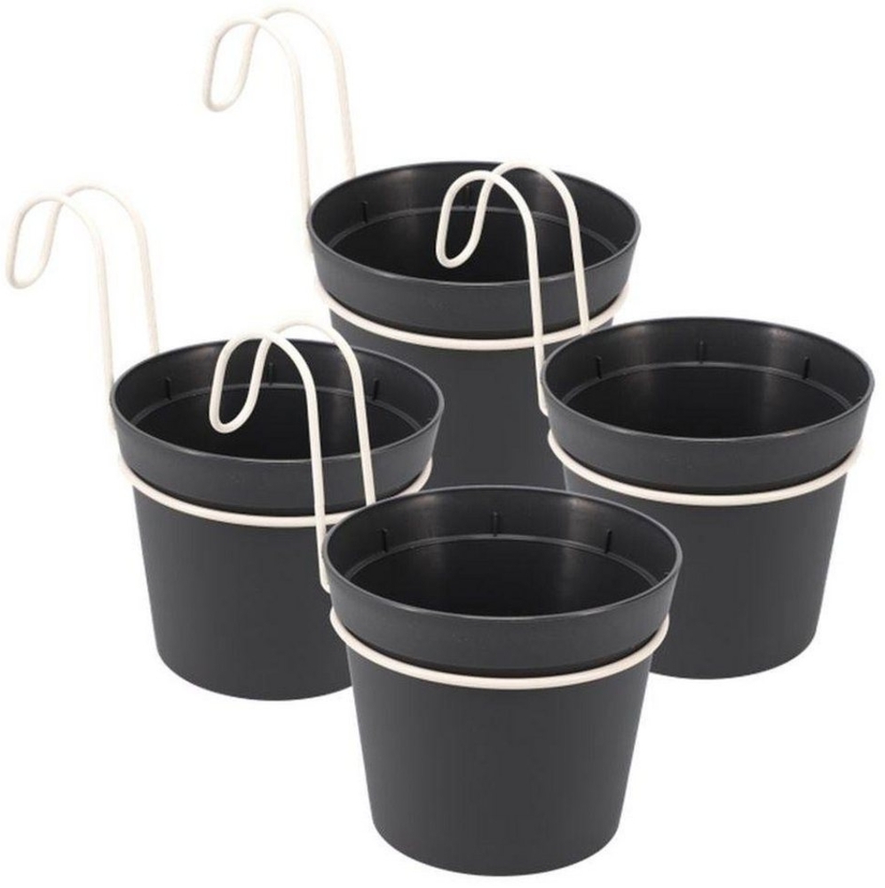 GarPet Blumentopf 4 x Hängetopf Blumentopf Pflanztopf Set mit Haken Hängeblumentopf Wand Bild 1