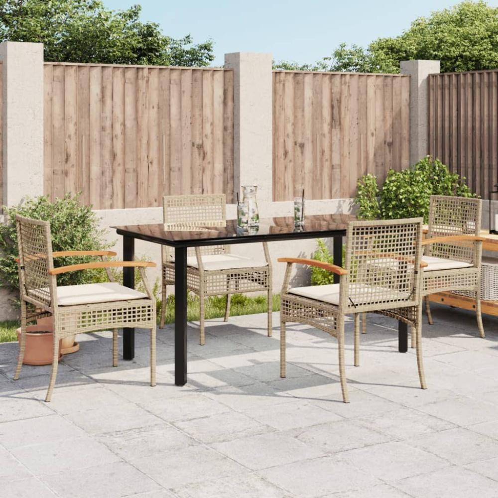 vidaXL 5-tlg. Garten-Essgruppe mit Kissen Beige Poly Rattan 3213634 Bild 1
