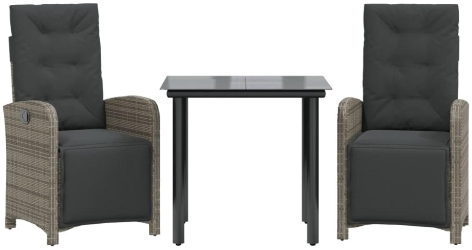 vidaXL 3-tlg. Bistro-Set mit Kissen Grau Poly Rattan 3212563 Bild 1