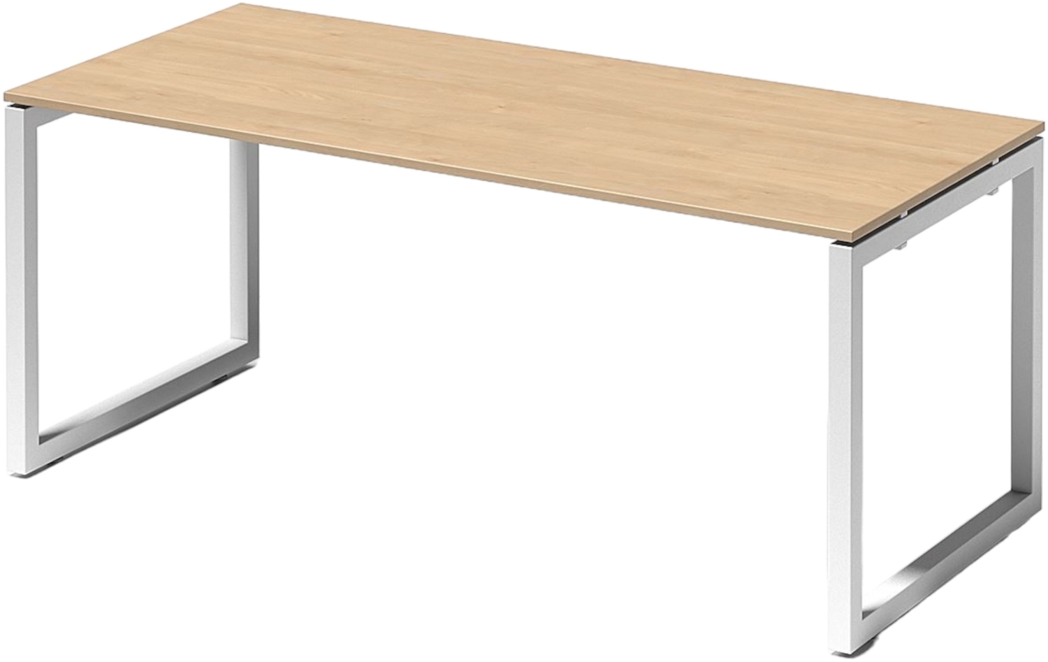 Bisley Cito Schreibtisch 180x80 cm, Tischplatte in Ahorn, O-Gestell in Weiß - Bürotisch & Computertisch, PC Tisch für's Büro, Arbeitshöhe: 74 cm, DOF1808-MP-396 Bild 1