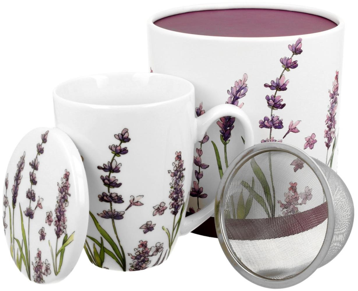 DUO FLORAL 23718 Becher 380 ml mit Teesieb CLASSIC LAVENDER mit Teesieb, New Bone China Porzellan Bild 1