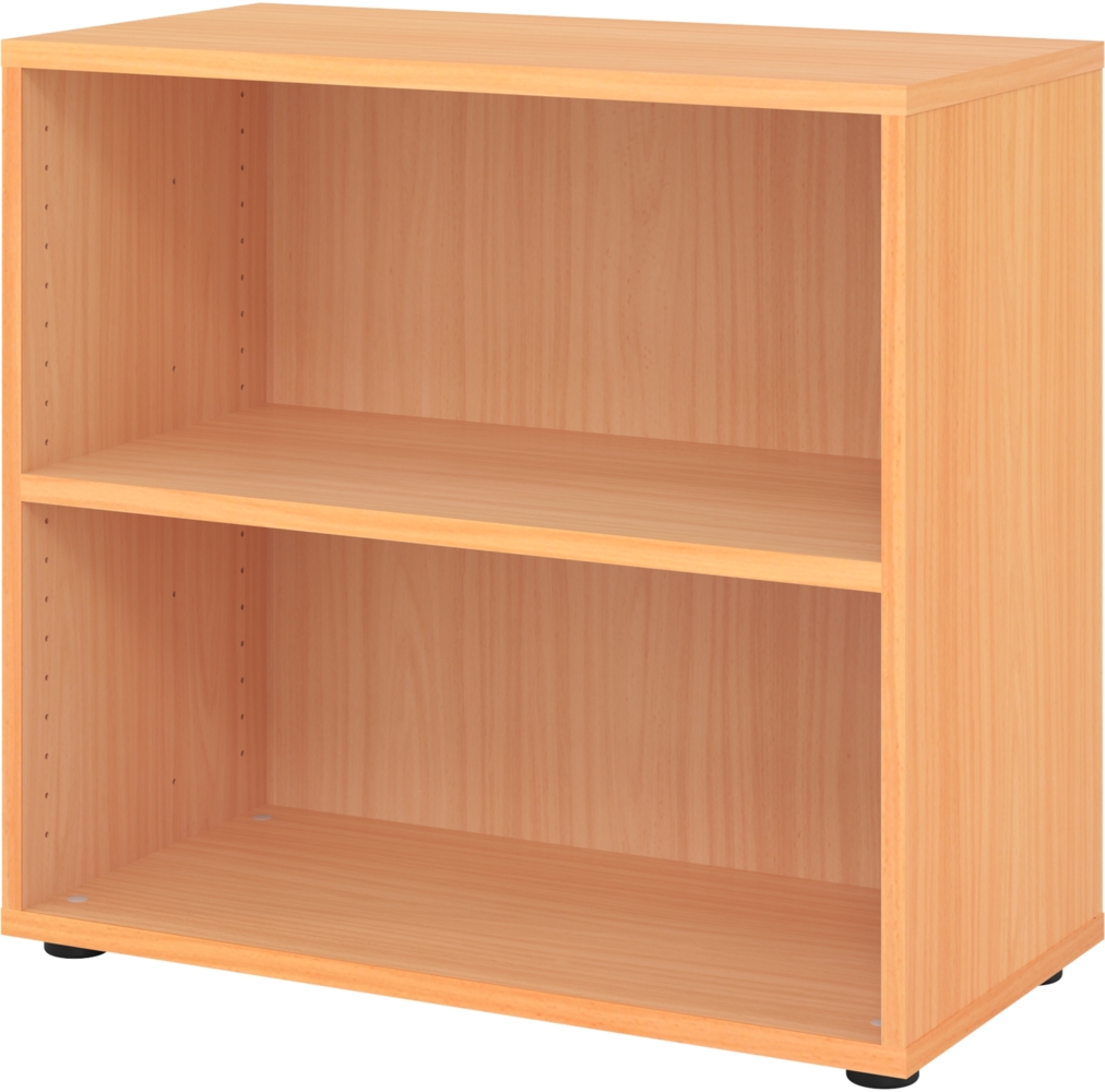 bümö Regal Buche, Standregal aus Holz für 2 Ordnerhöhen - Bücherregal klein 80 cm breit, Aktenregal für Ordner & Bücher, kleines Büroregal, Holzregal, Ordnerregal, Buchregal Dachschräge, 928RE-6 Bild 1