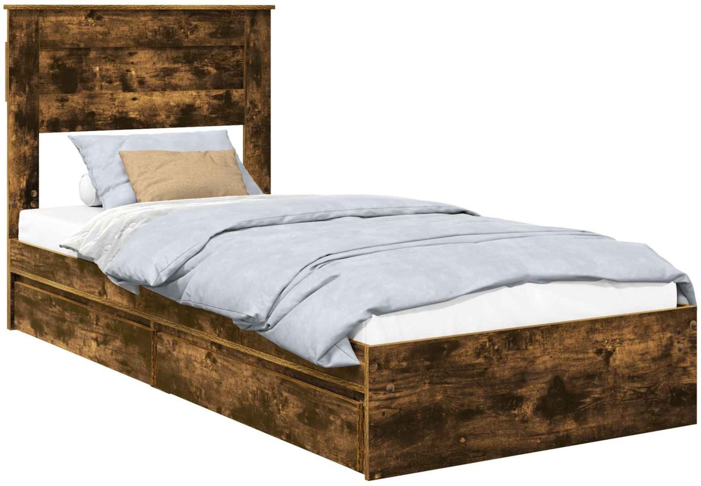 vidaXL Aufbewahrungsbett Geräucherte Eiche 90x200 cm Holzwerkstoff 3409946 Bild 1