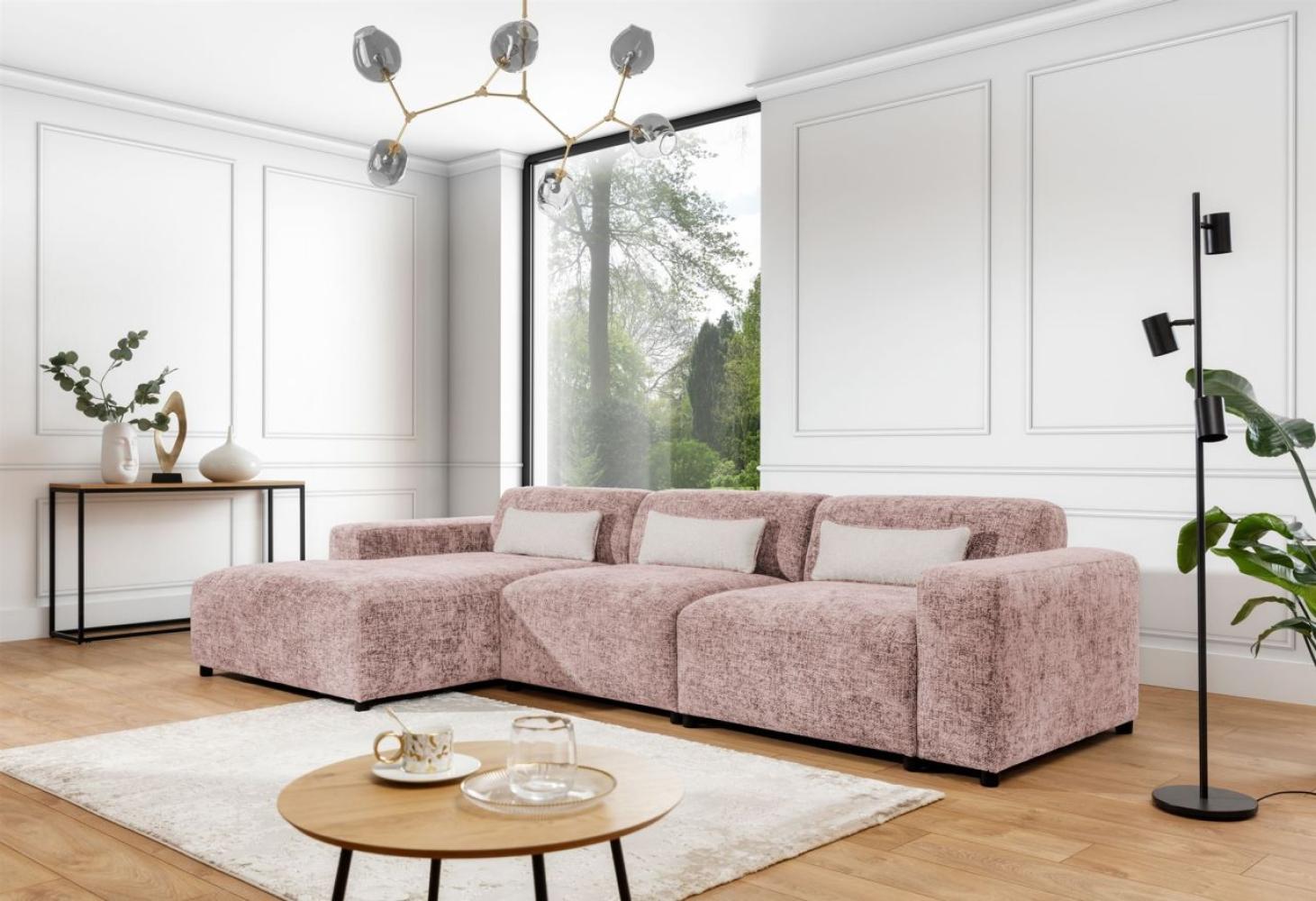 Ecksofa Designersofa ROMY MAX in Stoff Enjoy Me Rosa Ottomane Links Bild 1