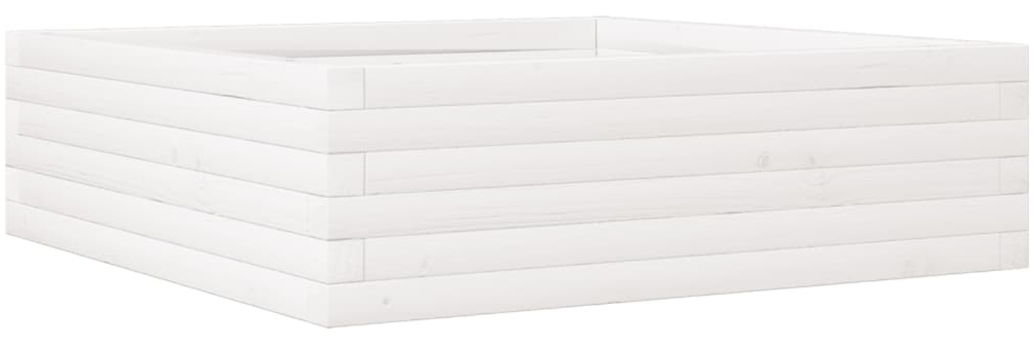 vidaXL Pflanzkübel Weiß 80x80x23 cm Massivholz Kiefer 847199 Bild 1