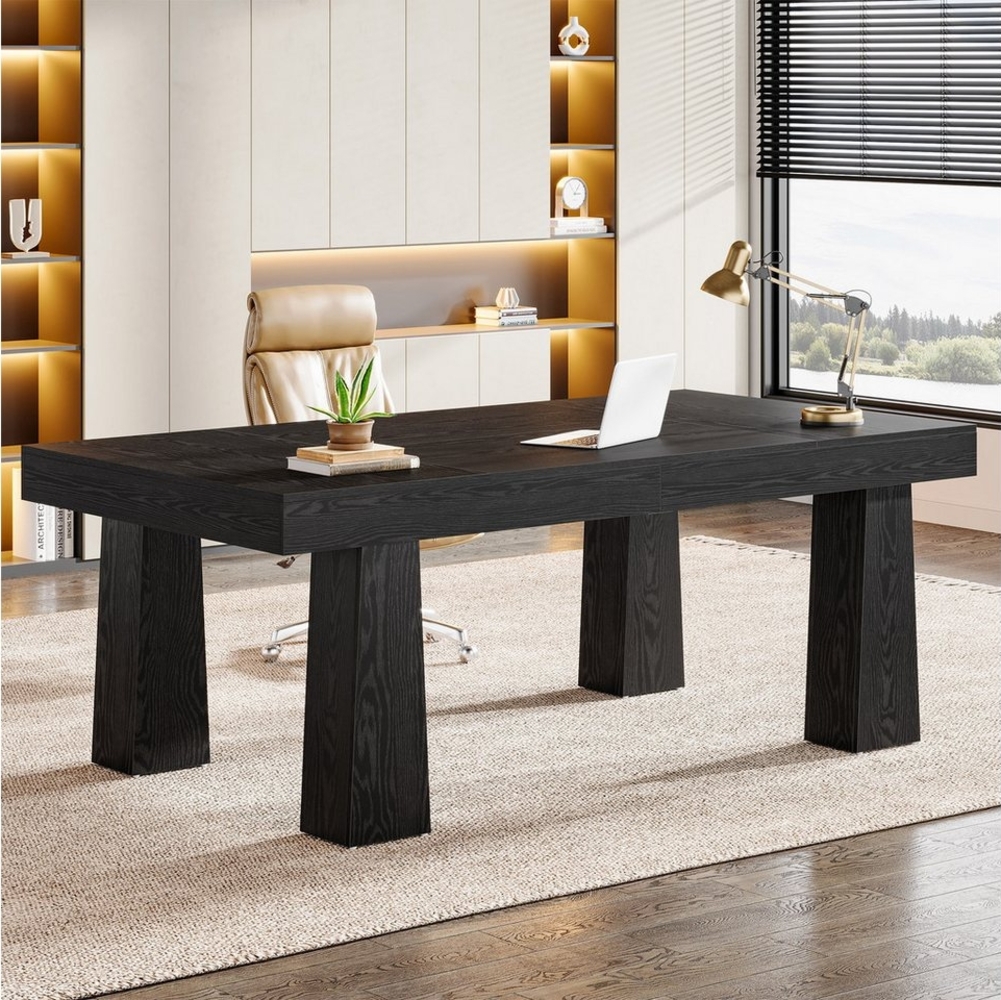 Tribesigns Schreibtisch 160x80 cm Computertisch, Schwarz Industriell Bürotisch für Home Office Bild 1