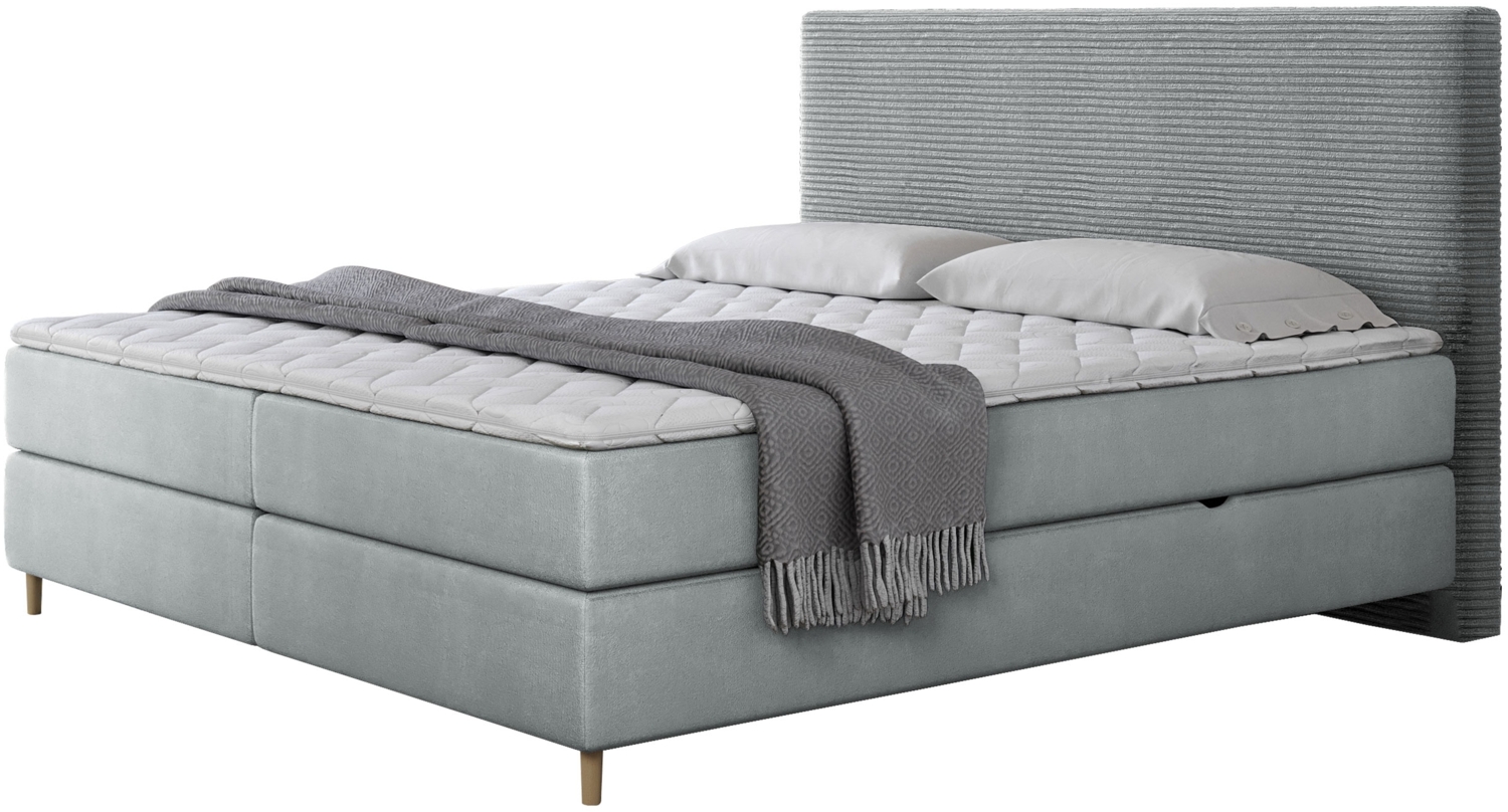 Boxspringbett Lorenka Cord, Grau, 180x200 cm Bild 1