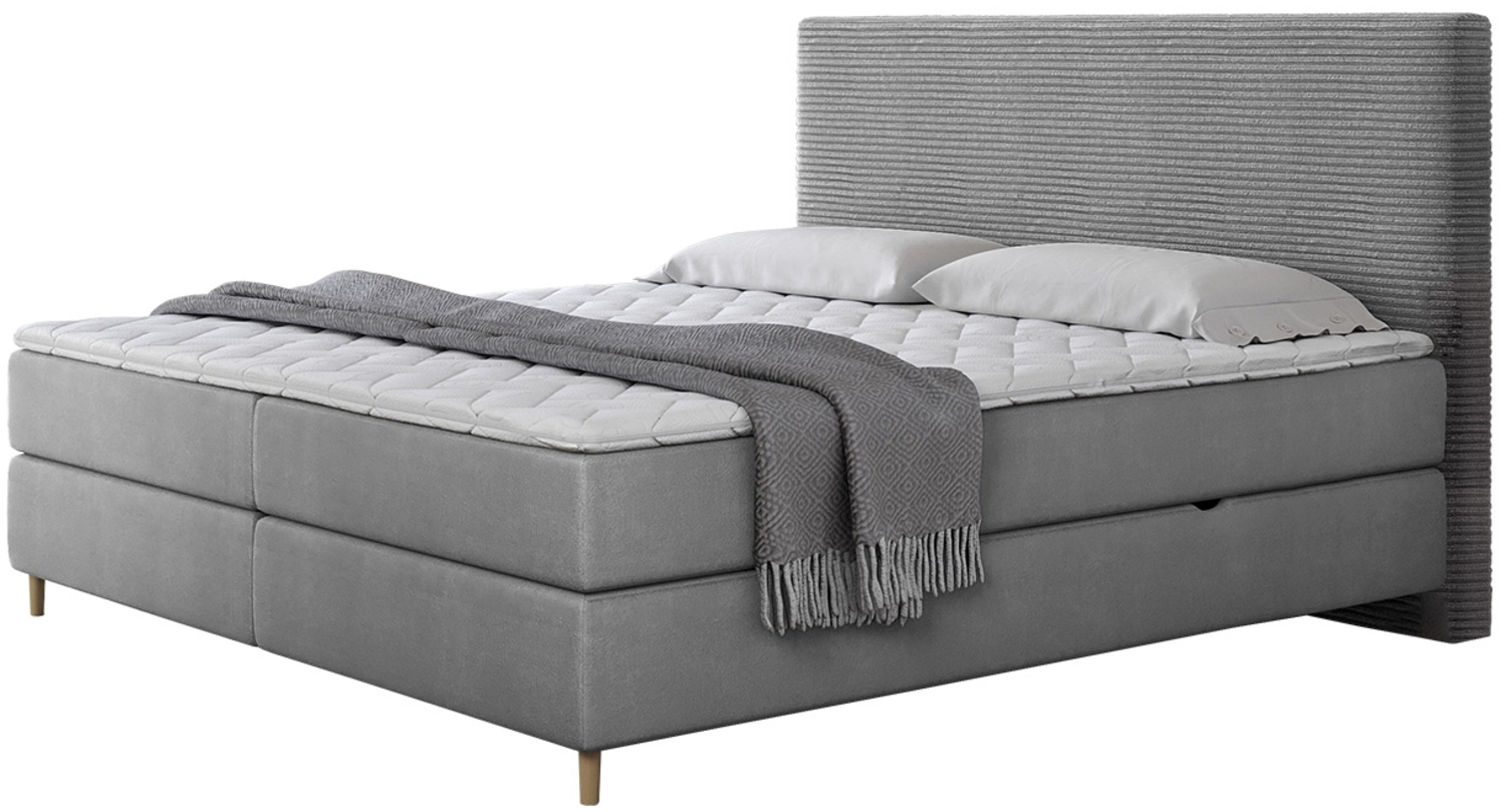 Boxspringbett Lorenka Cord, Grau, 180 x 200 cm Bild 1