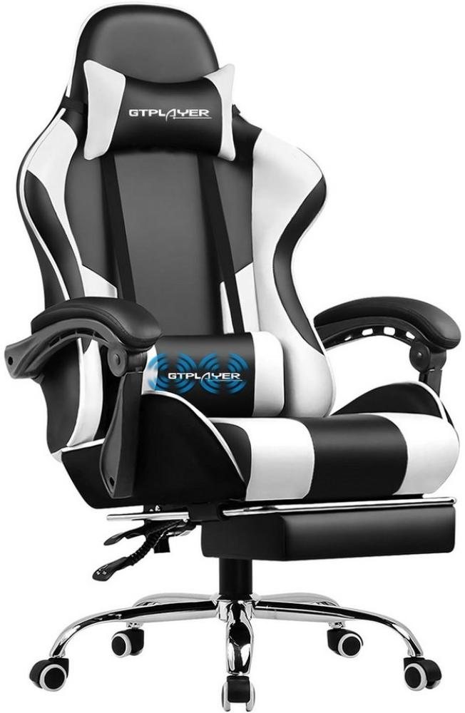 GTPLAYER Gaming-Stuhl Bürostuhl mit Massagefunktion, Fußstütze, Kopfstütze (Packung), Ergonomischer Gamer Stuhl, Maximale Belastung 150 kg, 360° drehbar Bild 1