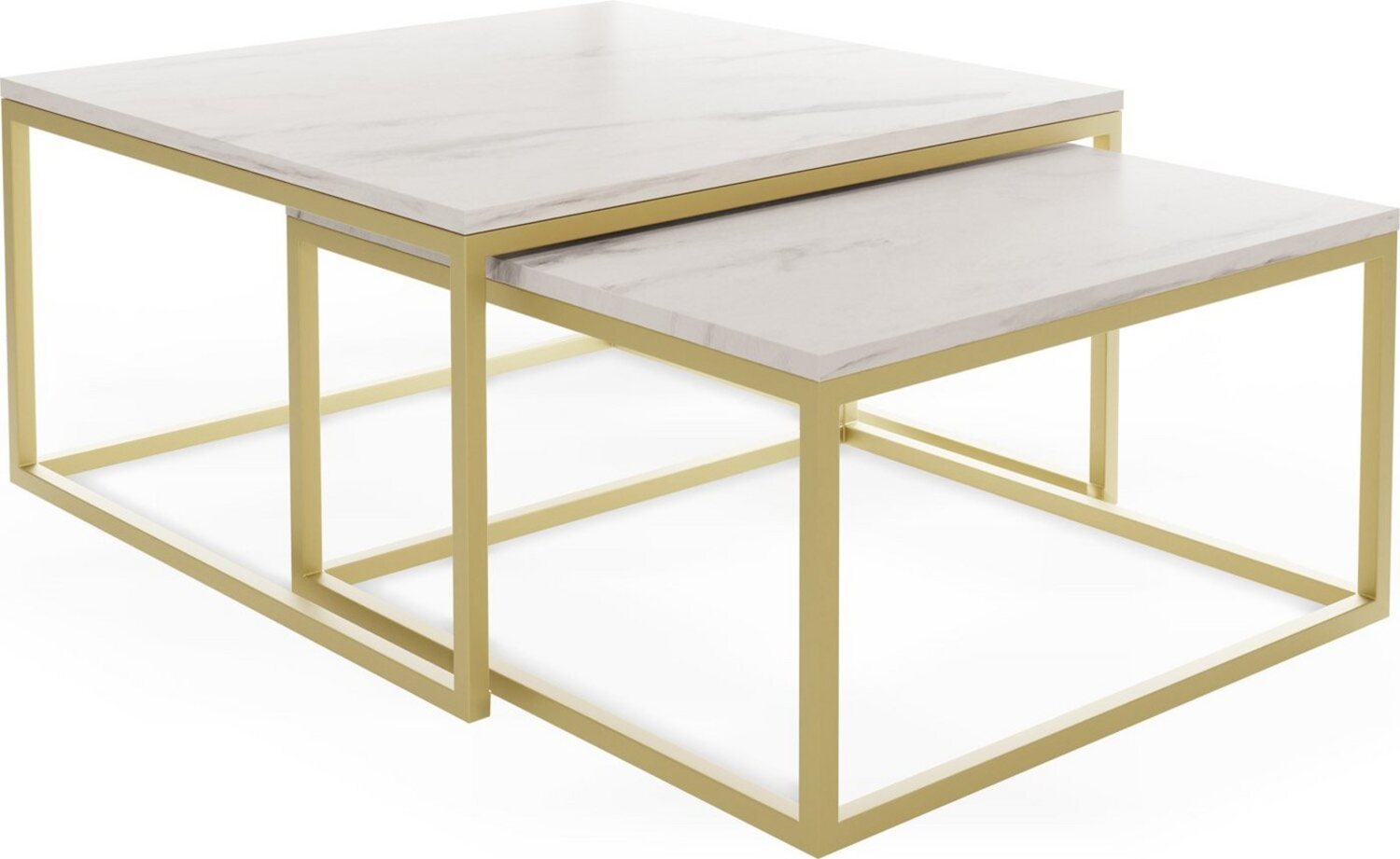 WFL GROUP Couchtisch Vella Gold, Rechteckige Satztische 2 in 1 mit Metallgestell Bild 1