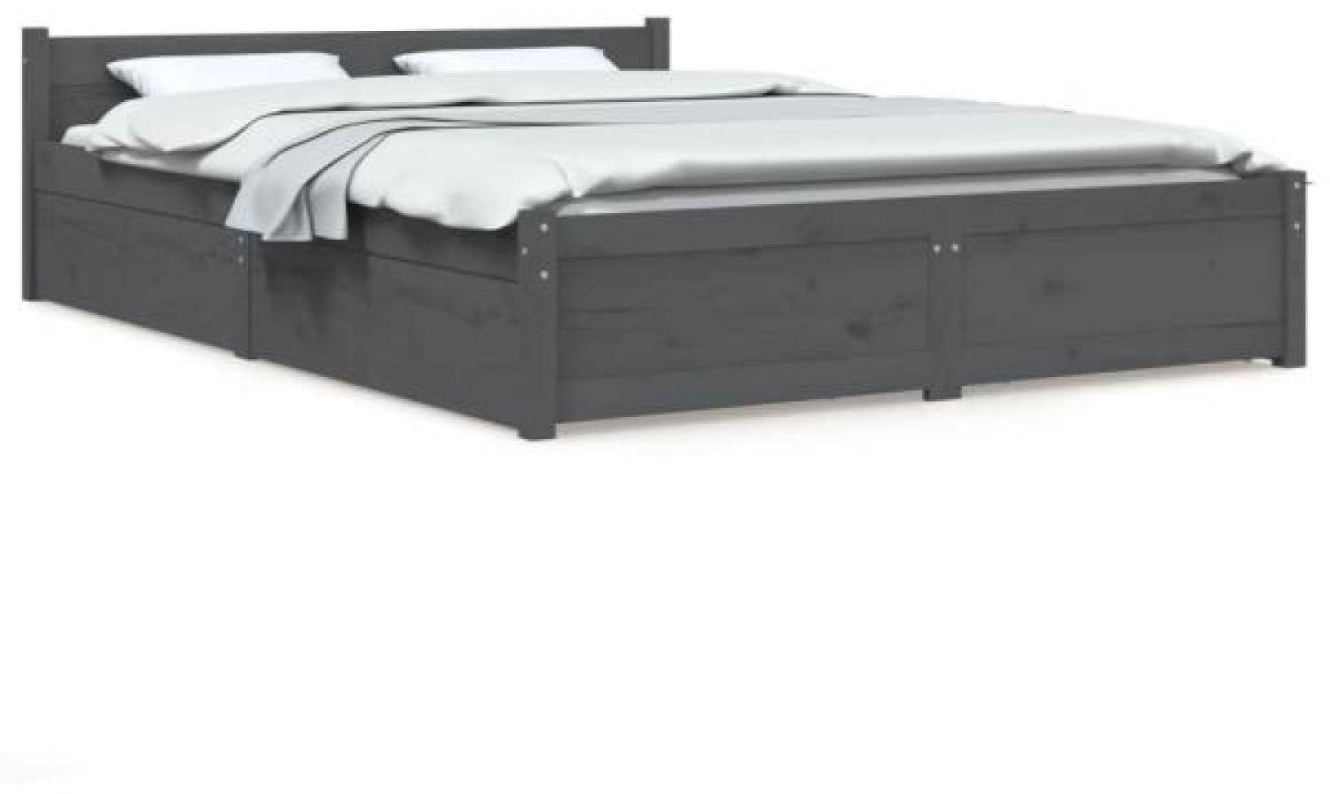 vidaXL Bett mit Schubladen Grau 150x200 cm 5FT King Size [3103566] Bild 1