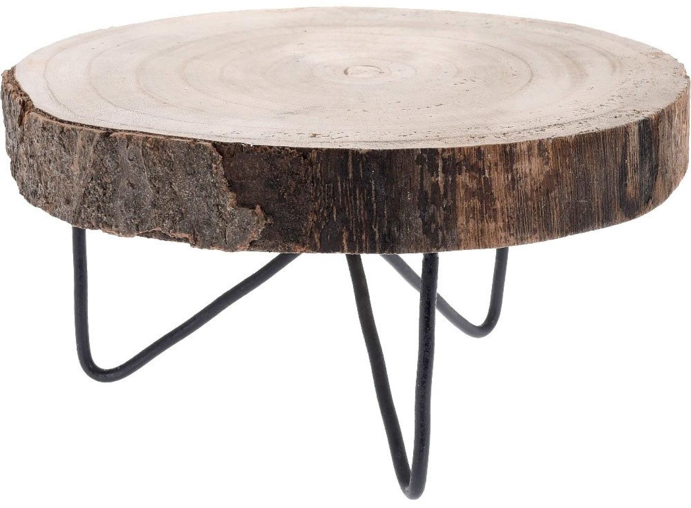 Holztablett auf Beinen, Holzscheibe, Ø 24 cm, Atmosphera - Home Styling Collection Bild 1