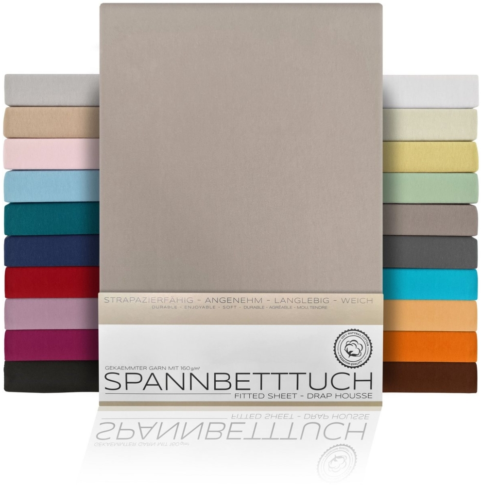 Beautex Spannbettlaken Spannbetttuch Bettlaken aus gekämmter Baumwolle Premium Jersey 160g/m², Jersey, Gummizug: rundum, (1 Stück) Bild 1