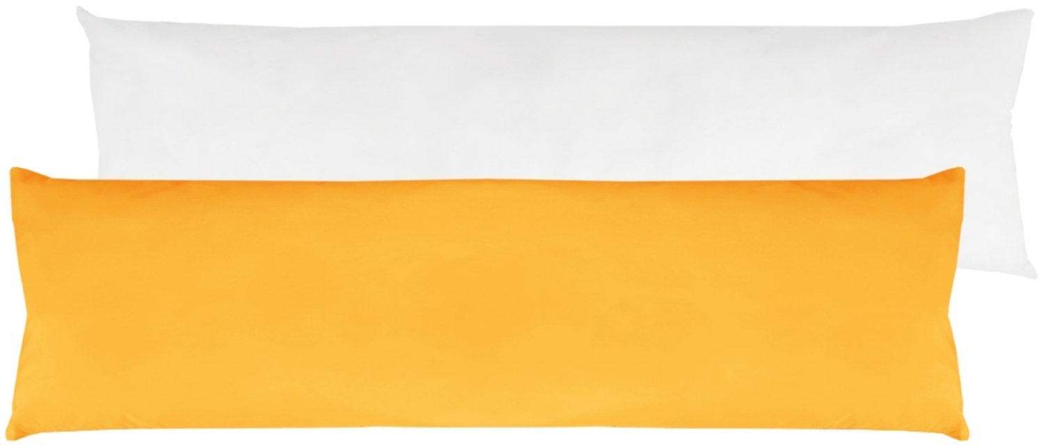 Seitenschläfer Kissenhülle Kissenfüllung Körperkissen, bequem und anschmiegsam in vielen verschiedenen Farben erhältlich (ca. 40x140cm + Kissenfüllung / hellorange - marigold) Bild 1