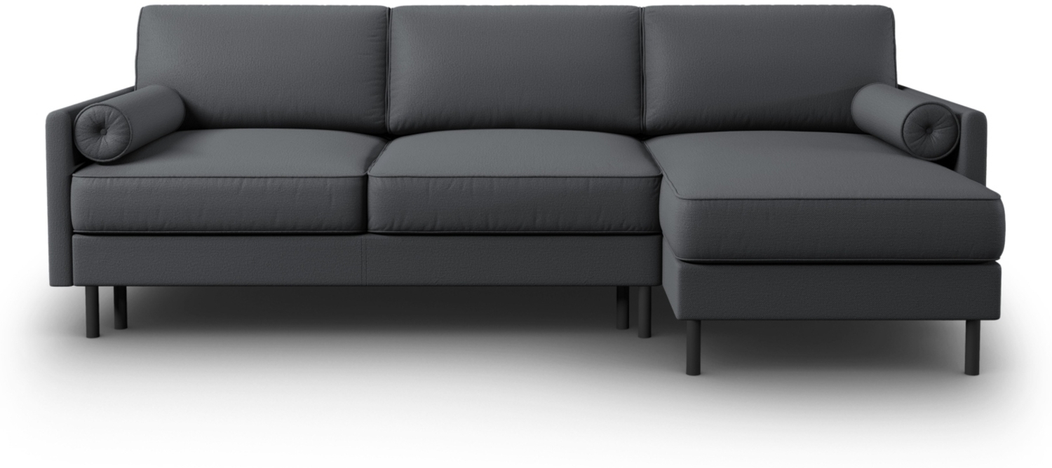 Micadoni Schlaf-Ecksofa Scott 5-Sitzer Rechts Strukturierter Stoff Dunkelgrau 140x200 Bild 1