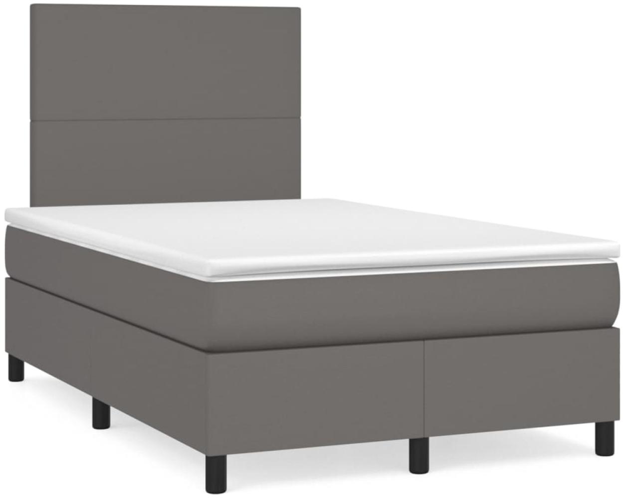 vidaXL Boxspringbett mit Matratze Grau 120x190 cm Kunstleder 3269969 Bild 1