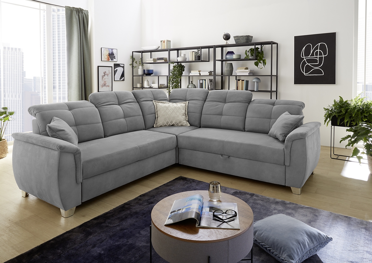 Job 'Udine KPL' Wohnlandschaft, Microfaser bedruckt hellgrau Bild 1