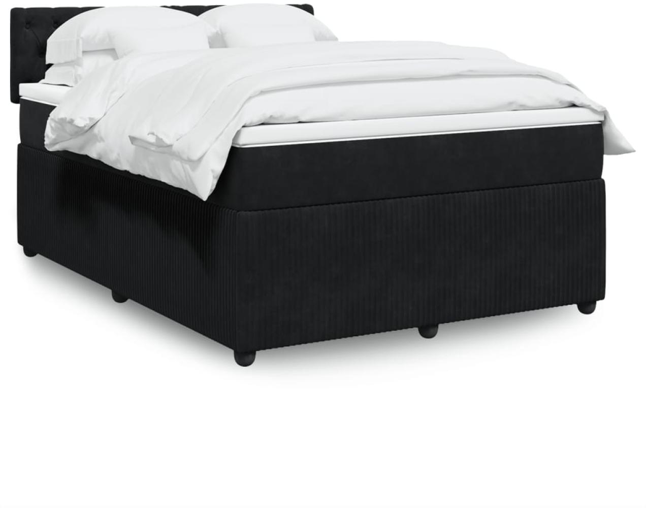 vidaXL Boxspringbett mit Matratze Schwarz 140x190 cm Samt 3287742 Bild 1