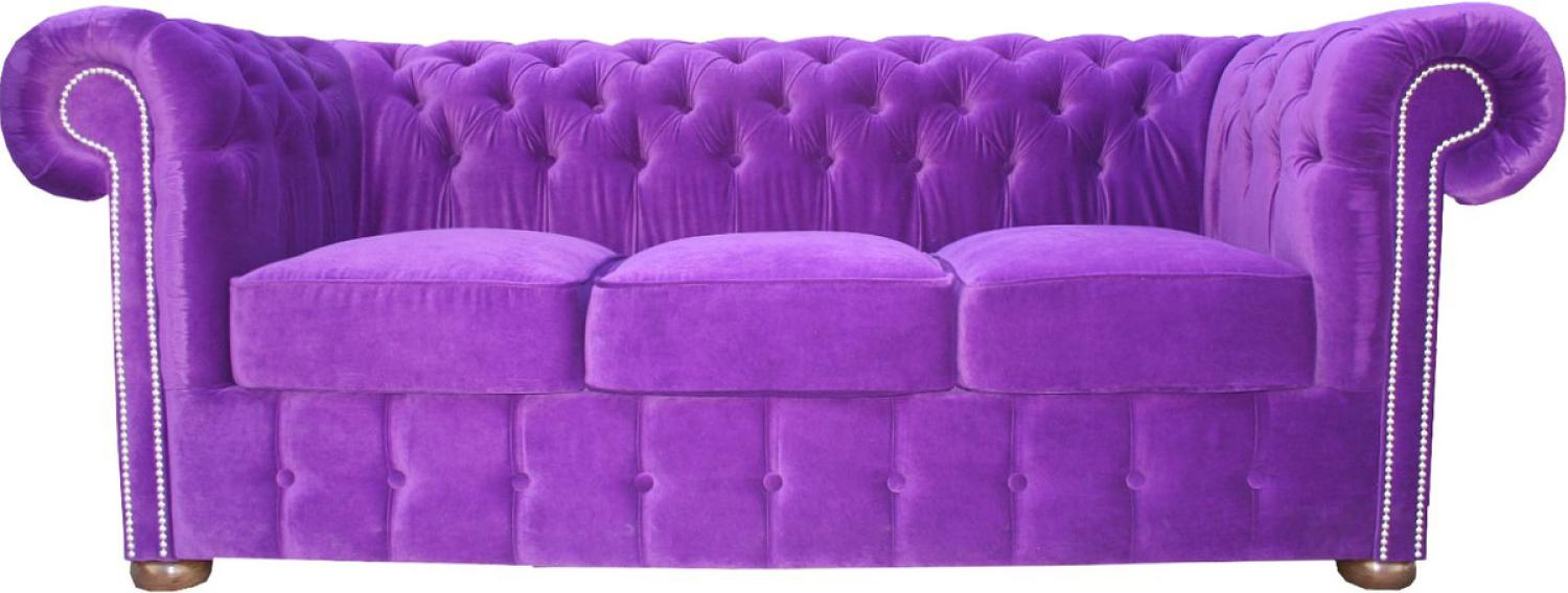 Casa Padrino Chesterfield 3er Sofa in Lila 200 x 90 x H. 78 cm Bild 1