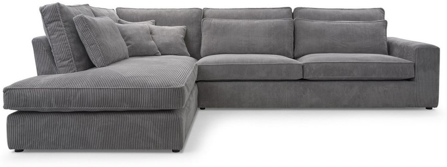 Deine Möbel 24 Ecksofa CAREN MINI Wohnlandschaft Sofa Wohnzimmer L-Couch Cord Samt, Creme Grau Graphit Schwarz 2 Teile Bild 1