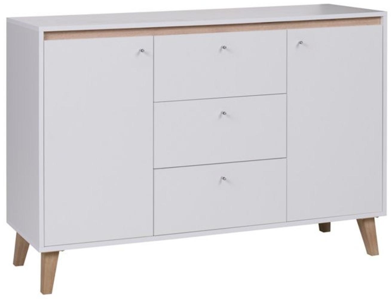 Kommode Sideboard Schrank KALMAR 135x90,5x40 cm in Weiss matt Bild 1