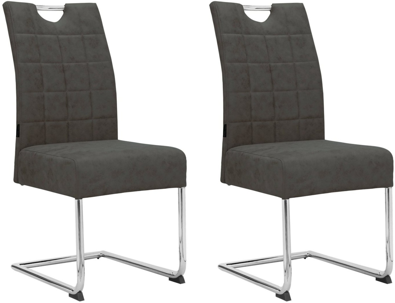 loft24 Freischwinger Chen (Set, 2 St), Esszimmerstuhl, Stuhl mit Griff an Lehne, Polsterstuhl, Chromgestell Bild 1