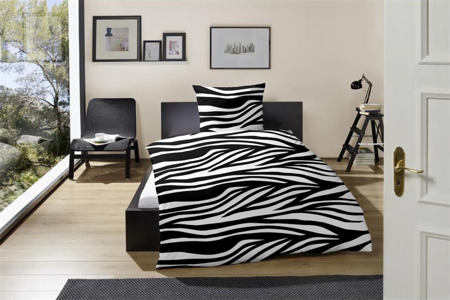 Bettwäsche- Microfaser Zebraprint 155x220/80x80 Bild 1