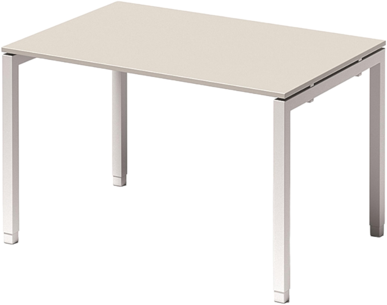 Bisley Cito höhenverstellbarer Schreibtisch 120x80 cm, Tischplatte in grau, Gestell in Weiß - PC Tisch für's Büro manuell höhenverstellbar, Computertisch verstellbar, DUH1208-GW-396 Bild 1