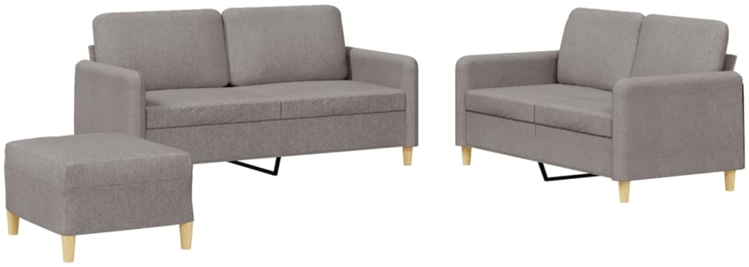 vidaXL 3-tlg. Sofagarnitur mit Kissen Taupe Stoff 3202101 Bild 1